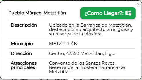 Ejemplo de información en el mapa